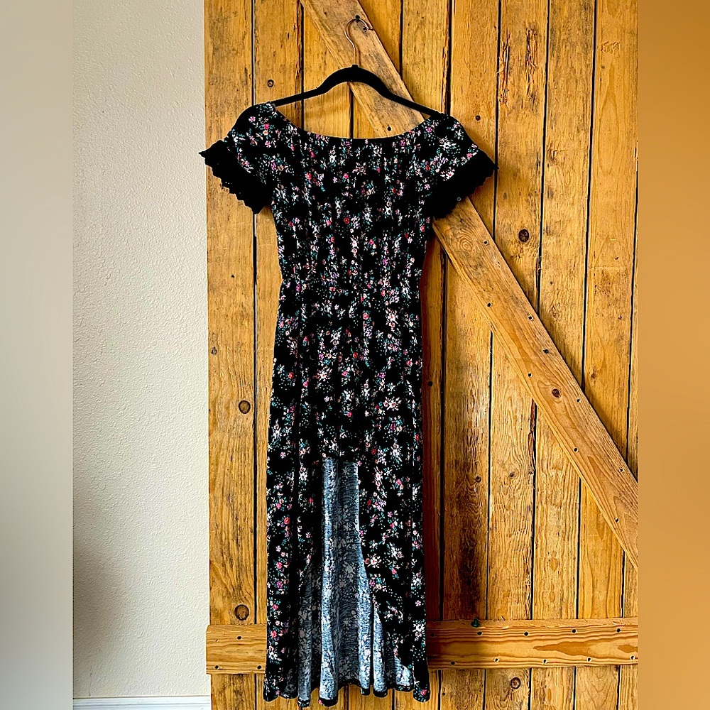 Black dress with flower design #artclass